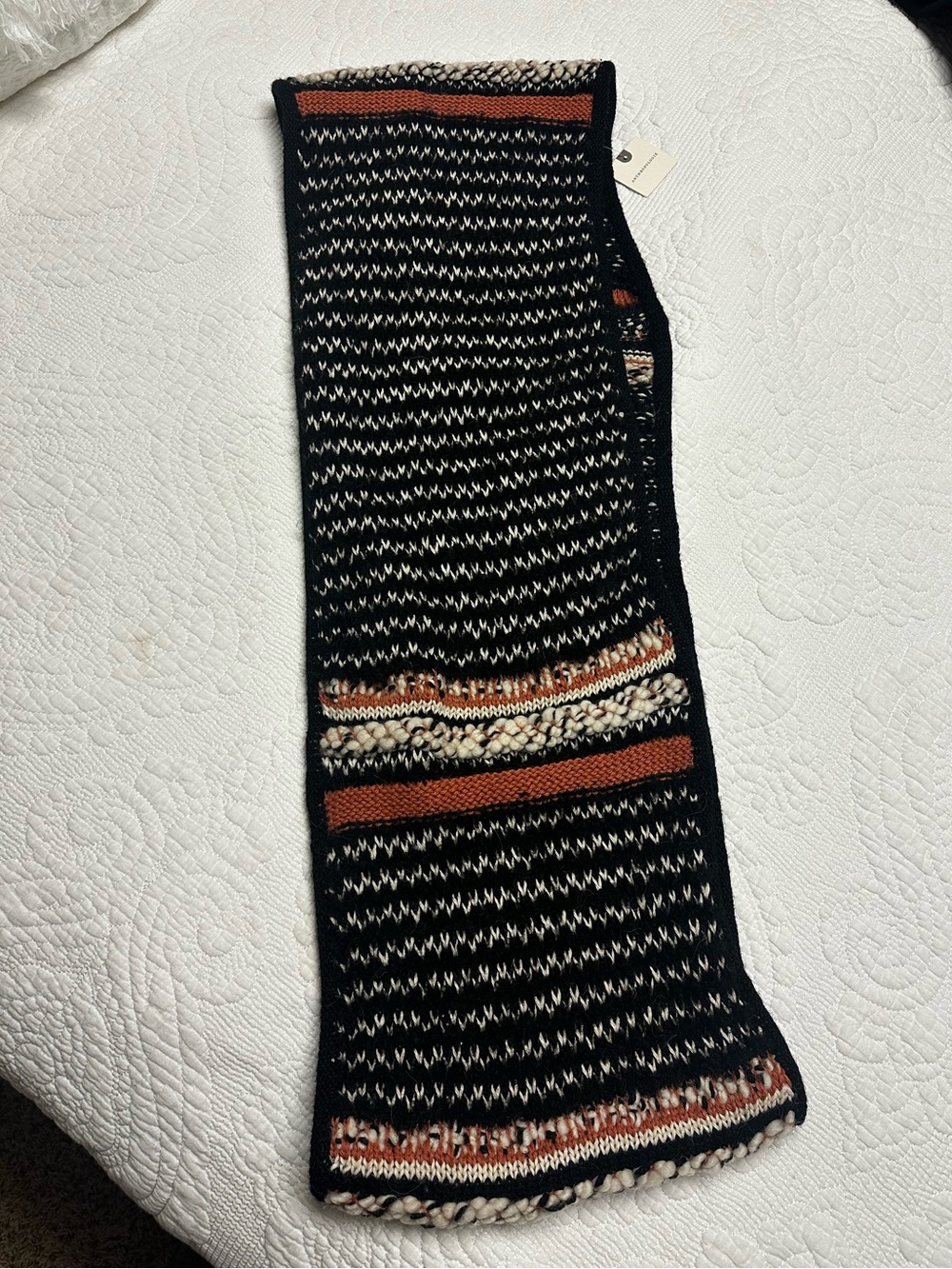 Anthropologie Black, White & Pink Striped Figure Eight Scarf NWT Emilime